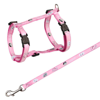 TX41876 1 Peitoral+Trela "Mimi" Em Nylon Para Gatos