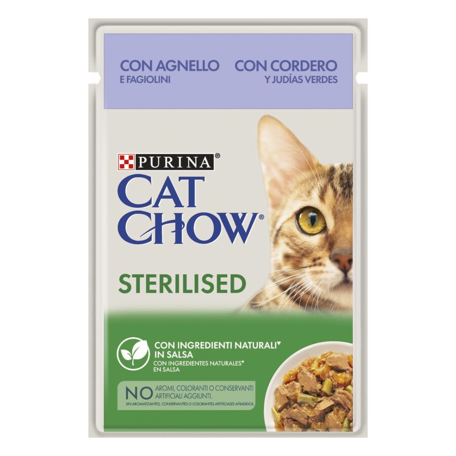 Cat Chow Adulto Esterilizado Borrego e Feijão Verde 85g
