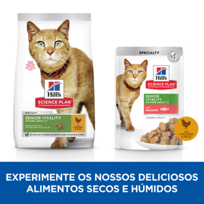 52742026220 6 Hill's Science Plan Wet Gato Sénior Vitality Frango 85g