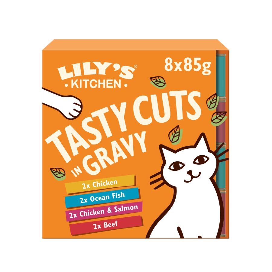 5056273603252 LK WET CAT TASTY CUTS MULTIPACK 8x85g 00 Hero scaled Lily's Kitchen Húmido Gato Tasty Cuts 8x85g